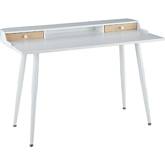 Harvey Desk in White Wood, Natural Wood & White Steel